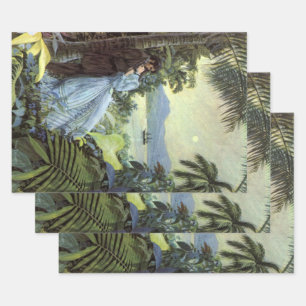 Vintage Love and Romance, Romantic Tropical View Wrapping Paper Sheet