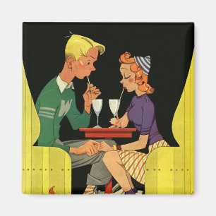 Vintage Love and Romance, Teens at the Soda Shop Magnet