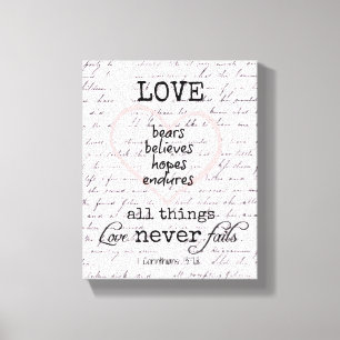 Vintage Love Bible Verse Canvas Print