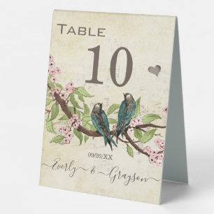 Vintage Love Bird Blush Pink Teal Blue Green Tab