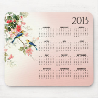 Vintage Love Birds 2015 Calendar blush pink white Mouse Mat