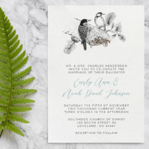 Vintage Love Birds Any Colour Wedding Invitation