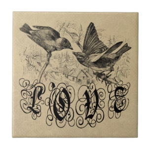 Vintage Love Birds Apparel and Gifts Tile