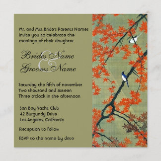 Vintage Love Birds Autumn Wedding Invitation