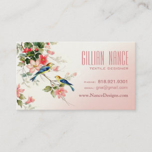 Vintage Love Birds   blush pink white Business Card