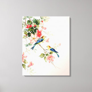 Vintage Love Birds | blush pink white Canvas Print