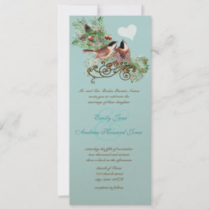 Vintage Love Birds Chickadees Wedding Invitation