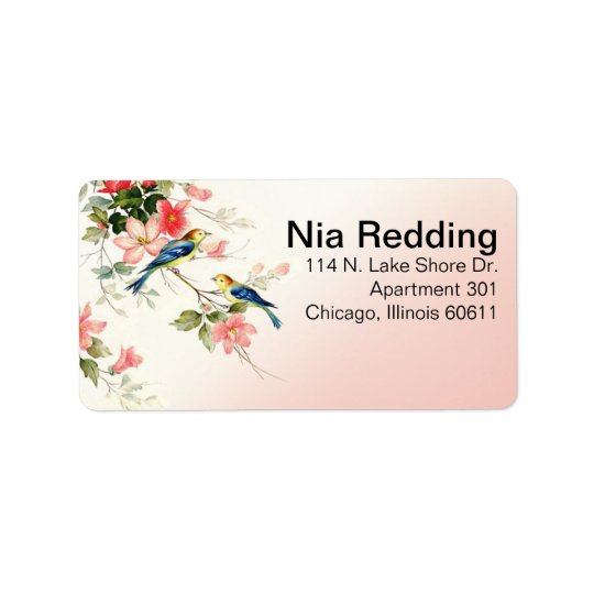 Vintage Love Birds Mr. & Mrs. | pink Address Label