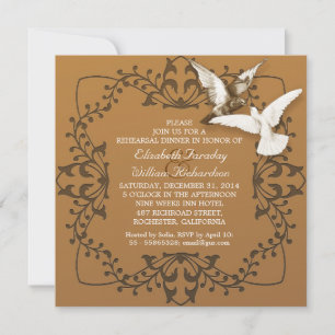 vintage love birds rehearsal dinner invitations