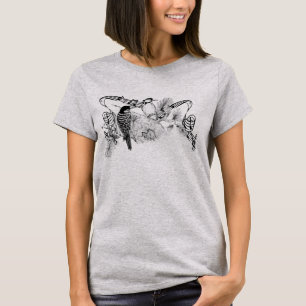 Vintage Love Birds Romantic Forest Woodpeckers T-Shirt