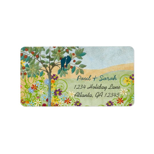 Vintage Love Birds Romantic Tree Damask Hills Address Label