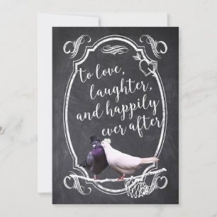 Vintage Love Birds Rustic Chalkboard Wedding Invitation