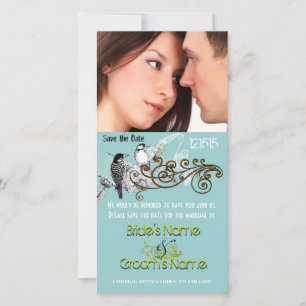Vintage Love Birds Save the Date Your Photo