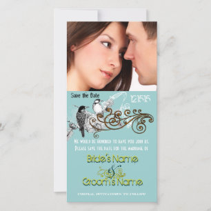 Vintage Love Birds Save the Date  Your Photo