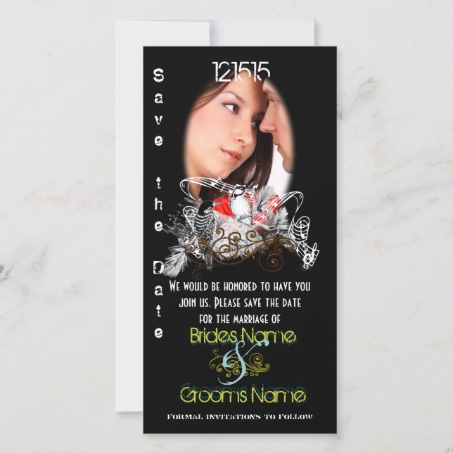 Vintage Love Birds Save the Date  Your Photo (Front)