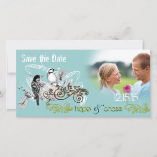Vintage Love Birds Save the Date  Your Photo