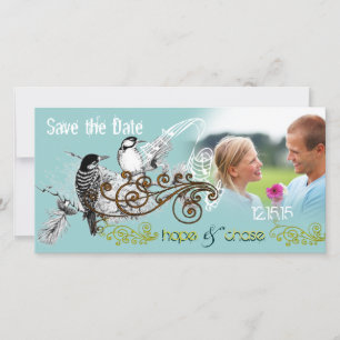Vintage Love Birds Save the Date Your Photo