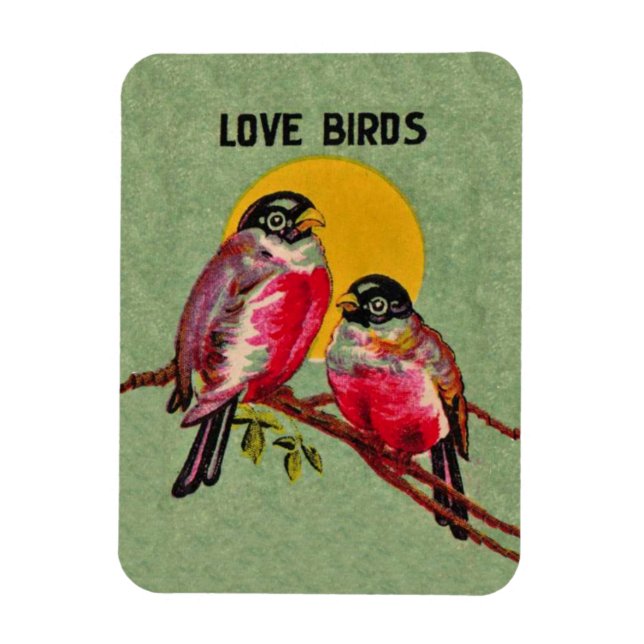 Vintage Love Birds Sun Magnet (Vertical)