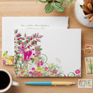 Vintage Love Birds Wedding  Envelopes