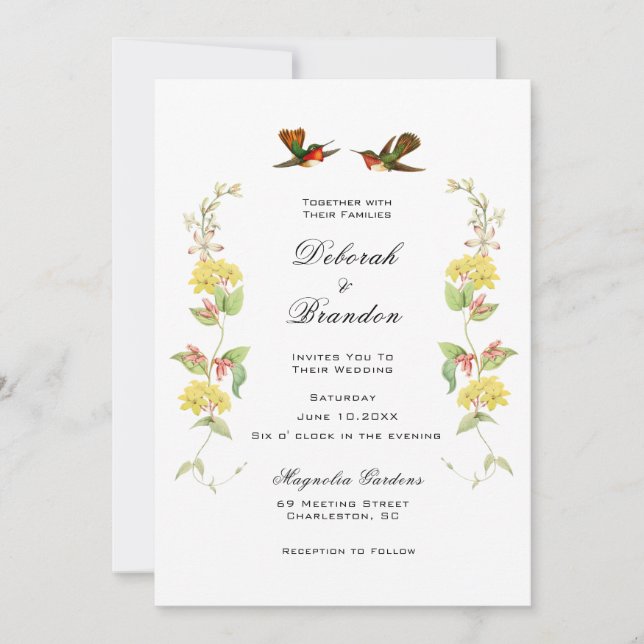 Vintage Love birds Wedding Invitation (Front)