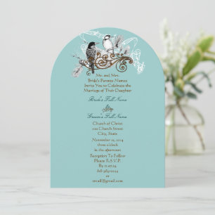 Vintage Love Birds Wedding Invitation