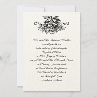 Vintage Love Birds Wedding Invitation
