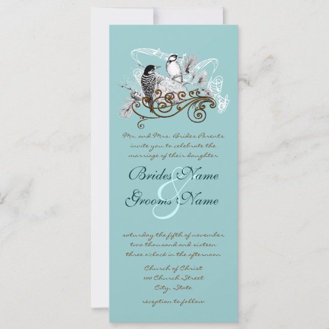 Vintage Love Birds Wedding Invitation (Front)