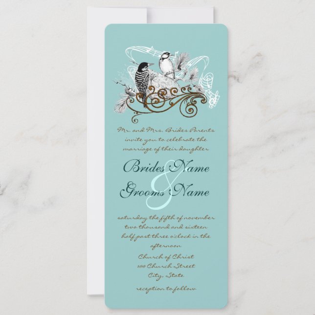 Vintage Love Birds Wedding Invitation (Front)