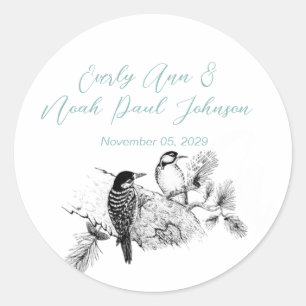 Vintage Love Birds Wedding Invitation Classic Round Sticker