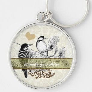 Vintage Love Birds Wedding Invitation Key Ring