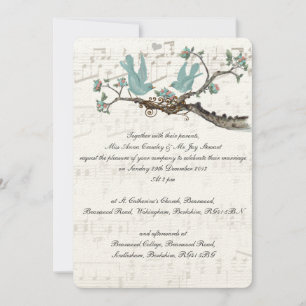 Vintage Love Birds  Wedding Invitations