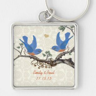 Vintage Love Birds Wedding Key Chain