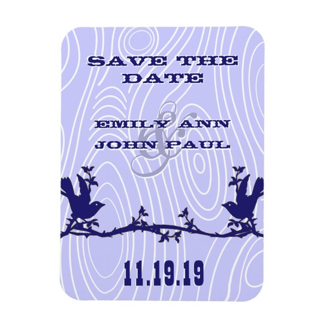Vintage Love Birds Woodgrain Save the Date Magnet (Vertical)