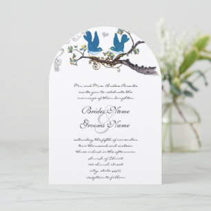 Vintage Love Birds Yellow & Teal Wedding Invite