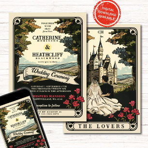 Vintage Love Bride and Groom Tarot Wedding Invitation
