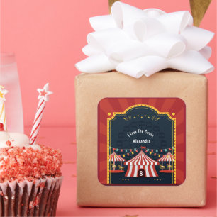 Vintage Love Circus Carnival Red White Blue Age Square Sticker