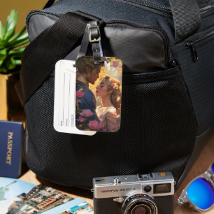 Vintage Love Couple Romance Single Side Card Slot Luggage Tag