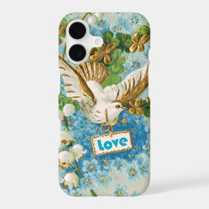 Vintage Love dove blue white flowers