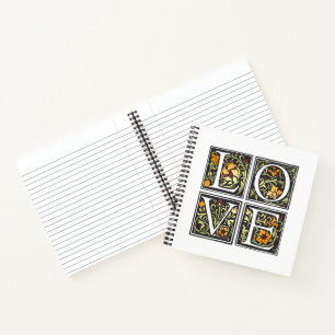 Vintage Love Floral Typography Valentine Notebook