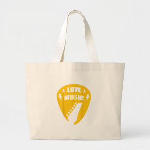 Vintage Love Guitar Music Lover Gift Large Tote Bag