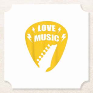 Vintage Love Guitar Music Lover Gift Paper Coaster