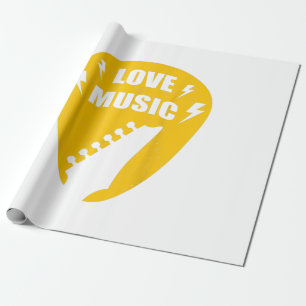 Vintage Love Guitar Music Lover Gift Wrapping Paper