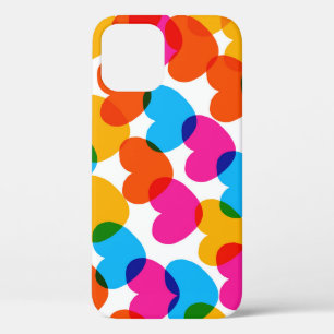 Vintage love heart, fun seamless background. iPhone 12 case