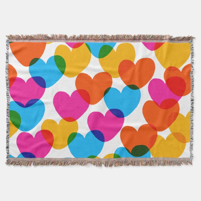 Vintage love heart, fun seamless background. throw blanket (Front)