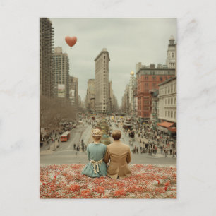 Vintage Love in New York Postcard