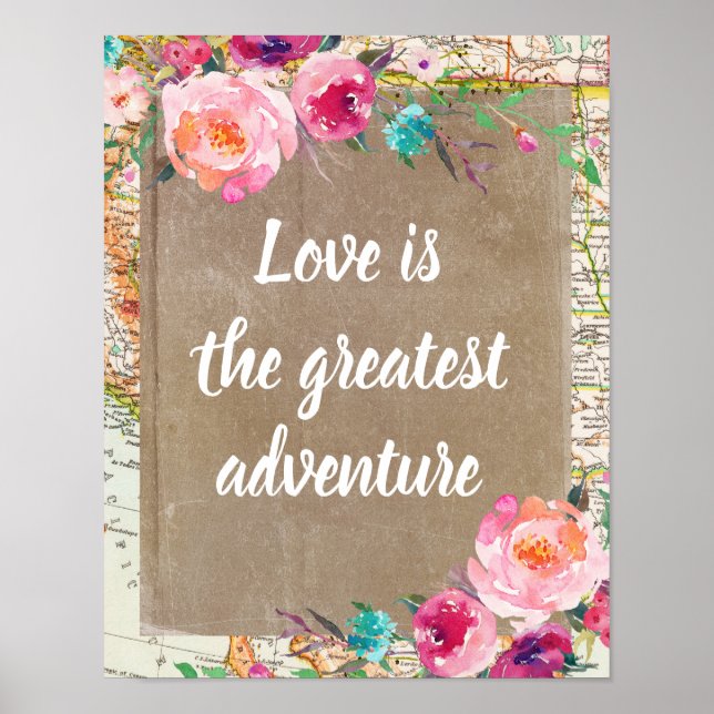 Vintage Love is the greatest adventure Sign Poster (Front)