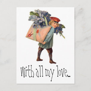 Vintage Love Letter Delivery, With all my love... Postcard