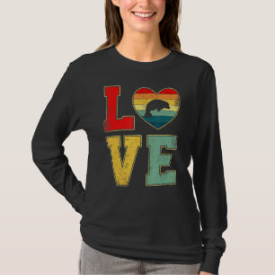 Vintage Love Manatee Retro 70s 80s Heart Farm Anim T-Shirt