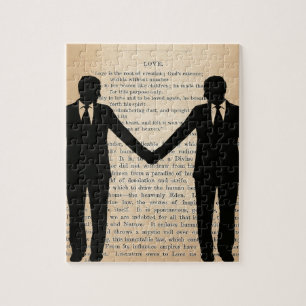 Vintage Love & Marriage Gay Wedding Longfellow Jigsaw Puzzle