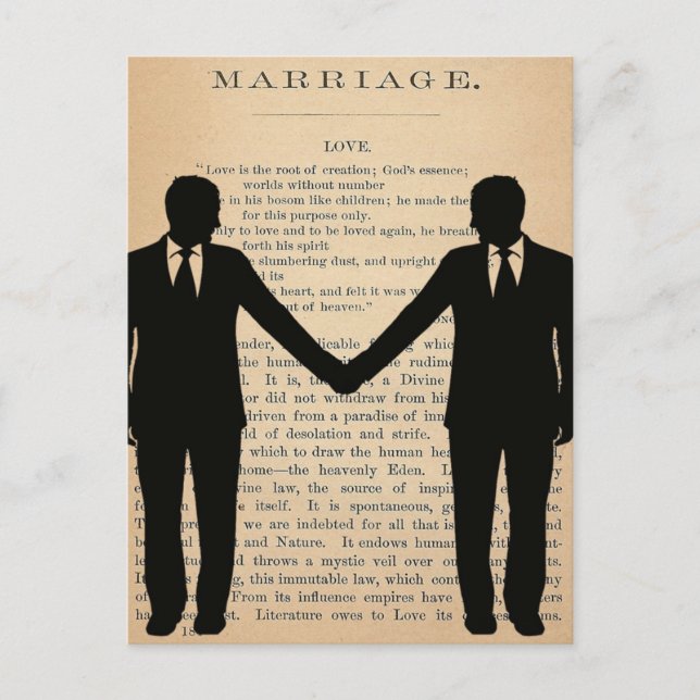 Vintage Love & Marriage Gay Wedding Longfellow Postcard (Front)